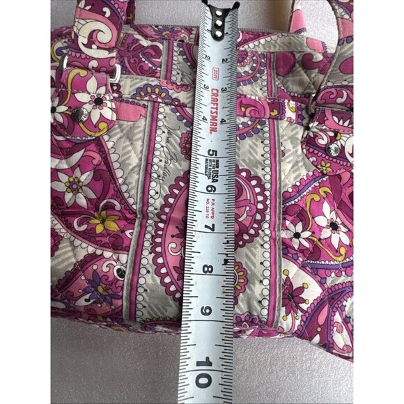 Vera Bradley Pink & Purple Paisley Quilted Tote Bag With Top Zipper Closure - Picture 9 of 12